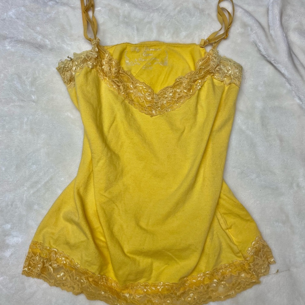 2000s Yellow Lace Trim Camisole
